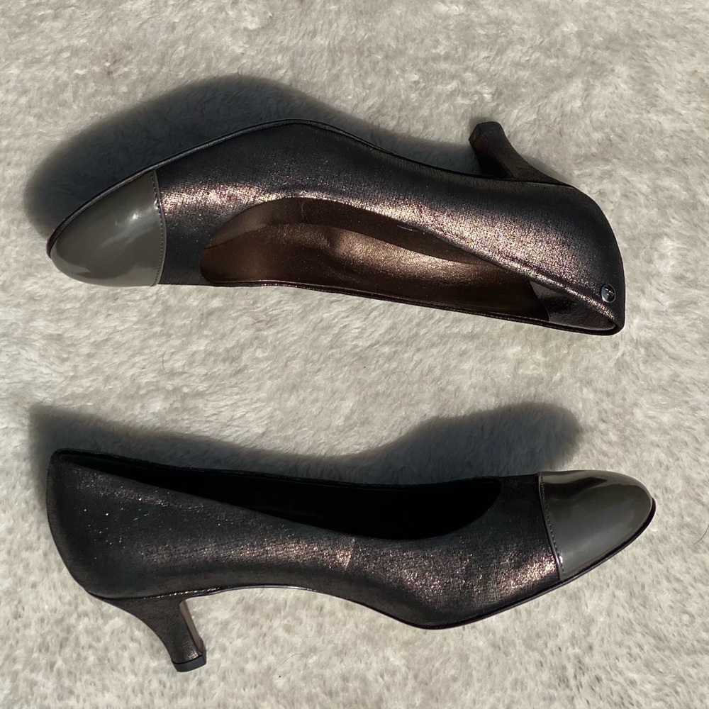 AGL Patent Cap Toe Pumps Francy Pebble Heels - Picture 4 of 7